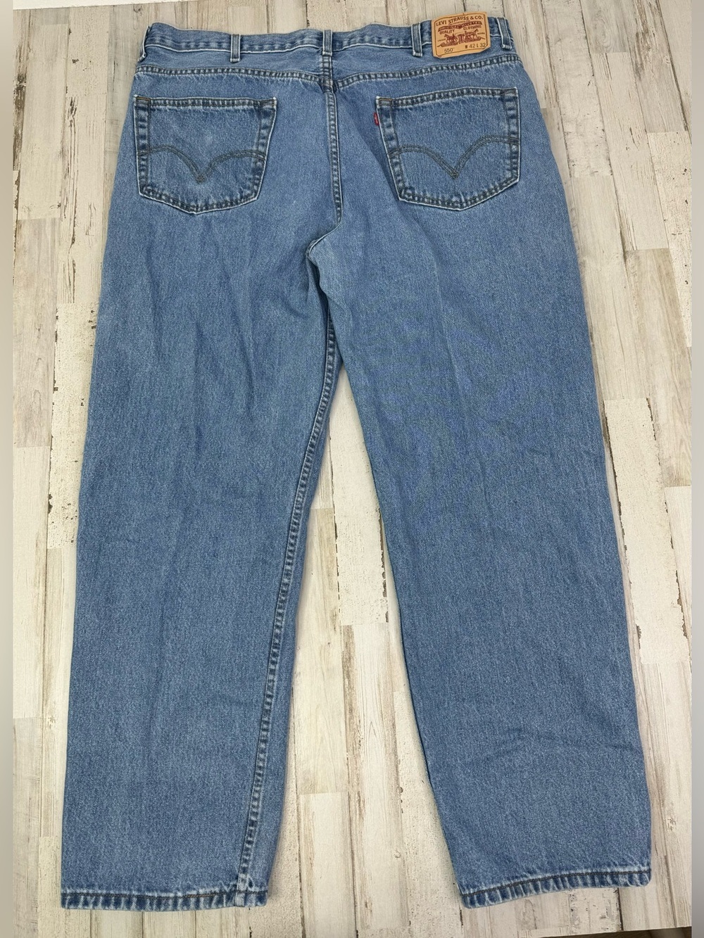 Vintage Levis 550 Pants Jeans Men 42x31 Denim Stretch Blue Straight - Picture 10 of 12